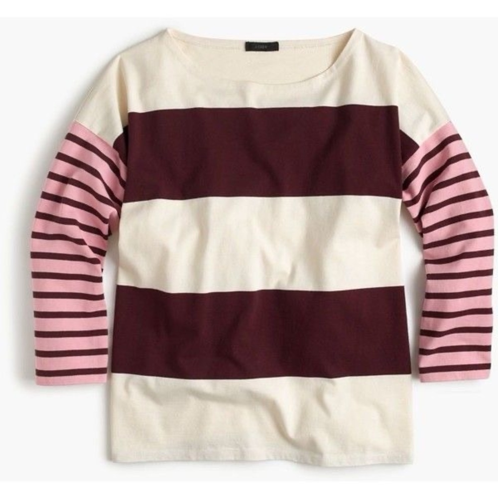 J. Crew Boxy Bold Stripes Color Block Top Preppy Casual